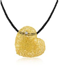 Orlando Orlandini | Yellow Arianna - Small Diamond Heart Pendant W/rubber Lace | Lyst