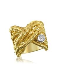 Orlando Orlandini | Capriccio - Diamond 18k Yellow Gold Crossover Ring | Lyst
