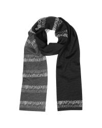 Roberto Cavalli - Black Signature Double Face Wool Blend Men's Scarf for Men - Lyst