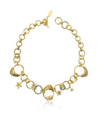 Roberto Cavalli - Metallic Circus Golden Metal Necklace W/crystals - Lyst