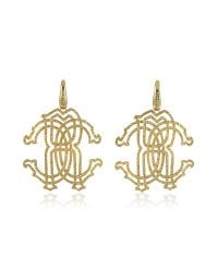 Roberto Cavalli | Metallic Rc Icon Gold Tone Metal Earrings W/crystals | Lyst