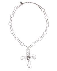 Moschino - Metallic Paperclip Chain Cross Necklace Silver - Lyst
