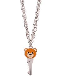 Moschino - Metallic Teddy Necklace Silver - Lyst