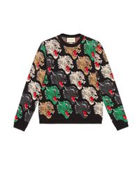 Gucci - Multicolor Panther Face Wool Sweater for Men - Lyst