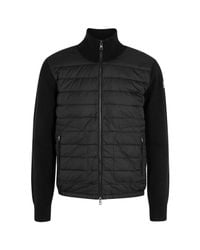 moncler black shell and wool blend jacket moncler black shell and wool blend jacket
