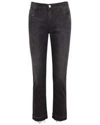 Current/Elliott Gray The Cropped Straight Dark Grey Jeans