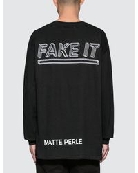 Matte Perle Black Oversized Fake L/s T-shirt for men