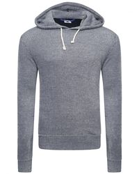Comme des Garçons Blue Block Back Logo Pinstripe Pullover Hoodie for men