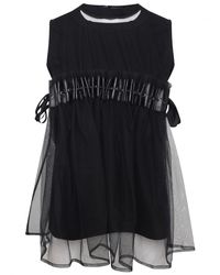Comme des Garçons Tulle Layer Gathered Belt Top Black