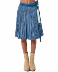 Sacai | Blue Denim Pleated Skirt | Lyst