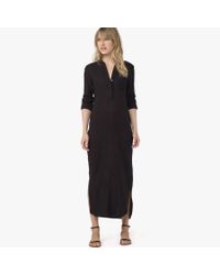James Perse Black Long Cotton Henley Dress