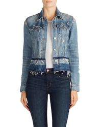 J Brand Blue Deena Cropped Released Hem Denim Jacket