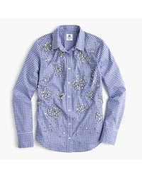 J.Crew | Blue Collection Thomas Mason Top In Embellished Gingham | Lyst
