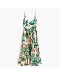 J.Crew | Green Collection Silk Ruffle Dress In Ratti Into The Wild Print | Lyst