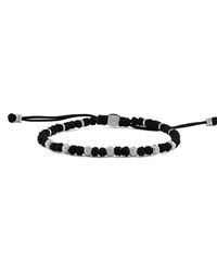 Tateossian - Black Silver Macramé Braid Beaded Bracelet for Men - Lyst