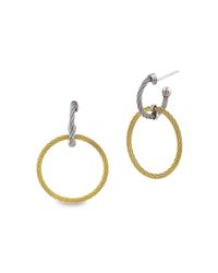 Alor - Metallic 18kt White Gold & Stainless Steel Classique Circle Diamond Drop Earrings - Lyst