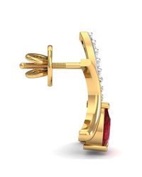 Diamoire Jewels - Metallic Prong Set Premium Ruby Earrings With 30 Diamonds In 18kt Yellow Gold - Lyst
