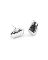 Anchor & Crew - Metallic Medium Single Pebble Silver Stud Earrings - Lyst