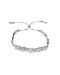 CZ by Kenneth Jay Lane - Metallic Tapered Baguette Cz Bolo Bracelet - Lyst