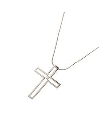Nehita Jewelry - Metallic White Gold Diamond Cross Necklace - Lyst