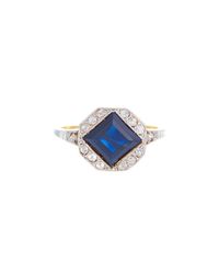 Alexis Danielle Jewelry - Blue Beautiful Art Deco Square Cut Sapphire And Diamonds Ring - Lyst