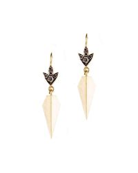 Sylva & Cie - Metallic Diamond Shield Earrings - Lyst