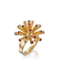Ayalla Joseph - Metallic Fireworks Ring With Red Spinel - Lyst