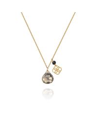 Perle de Lune - Multicolor Smoky Quartz Drop And Daisy Pendant 18kt Gold - Lyst
