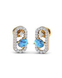 Diamoire Jewels - Metallic Oval Cut Natural Aquamarine And Diamond Earrings In 18kt Yellow Gold - Lyst