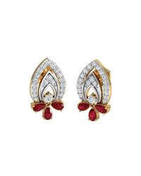 Diamoire Jewels - Metallic Premium Pear Cut Ruby And Diamond Pave Earrings In 10kt Yellow Gold - Lyst