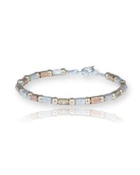 Lavan - Metallic Gold And Silver Three Colour Hammered Bracelet - Lyst