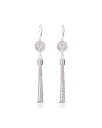 Alexa K - Metallic Silver Plated Brass Wolf Disc Tassel Earrings - Lyst