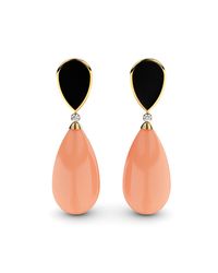 MARCELLO RICCIO - Metallic Gold Plated Silver, Diamond & Coral Earrings - Lyst