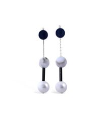 Vicky Davies - Multicolor Oxidised Silver Dot Pearl Drop Earrings - Lyst