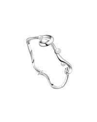 Fei Liu - Metallic Rhodium Plated Serenity Bangle With Pearls - Lyst