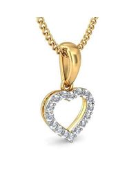 Diamoire Jewels - Metallic White Round Cut Swarovski Zirconia Heart Pendant In 10kt Yellow Gold - Lyst