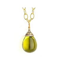 Syna - Multicolor 18kt Lemon Quartz Drop Necklace With Champagne Diamonds - Lyst
