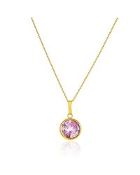 Nehita Jewelry - Metallic Yellow Gold Pink Topaz Birthstone Pendant - Lyst