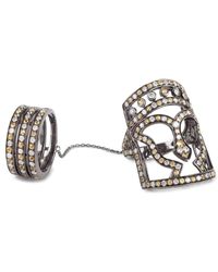 Bochic - Metallic Three Row Chained Hellenic Masque Ring - Lyst
