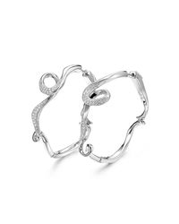 Fei Liu - Metallic Rhodium Plated Serenity Small Hoop Earrings - Lyst