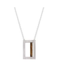 Ilda Design - Metallic Silver Necklace With A Piece Of Ash And Cable Chain for Men - Lyst
