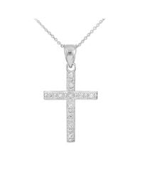 QP Jewellers - Metallic Diamond Cross Pendant Necklace In 9kt White Gold - Lyst