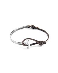 Anchor & Crew - Multicolor Dark Brown Galleon Silver And Leather Half Bangle for Men - Lyst