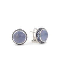 Rina Limor - Multicolor Chalcedony And Sapphire Round Stud Earrings - Lyst