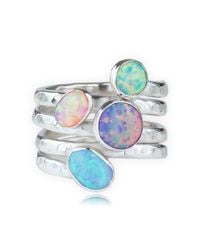 Lavan - Metallic Silver Multi Opal Coil Ring - Lyst