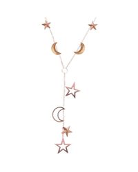 London Road Jewellery - Metallic Portobello Rose Gold Star And Moon Starry Night Necklace - Lyst