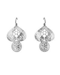 Murkani Jewellery - Metallic Lace Doily Silver Large Earrings - Lyst