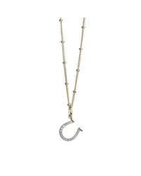 Nadean Designs - Metallic White Pave Diamond 14kt Gold Horseshoe Necklace - Lyst