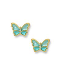 Nicole Barr - Multicolor 18kt Gold Butterfly Turquoise Stud Earrings - Lyst