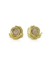 Karen Phillips - Metallic 18kt Yellow Gold Raw Diamond Whirl Earrings - Lyst